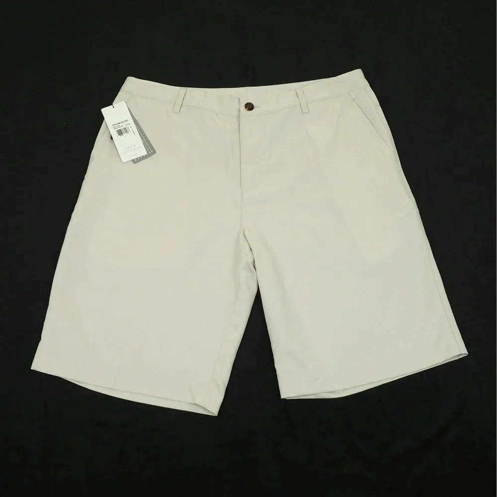 New Adidas Golf ClimaLite Golf Shorts Mens 36 Khaki Beige Flat Front Performance
